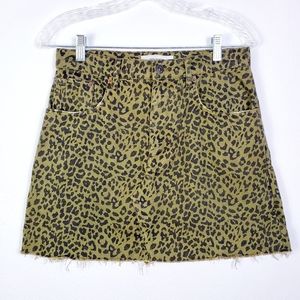 Zara Animal Print Mini Skirt - Olive and Black